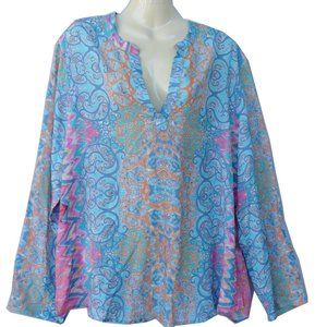TOLANI Feathers Lightweight Boho Tunic Top